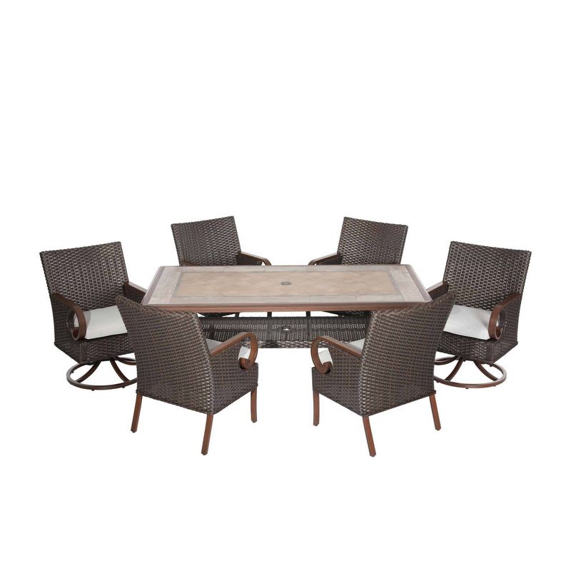 7pc Outdoor Wicker Dining Set Brown - Nuu Garden