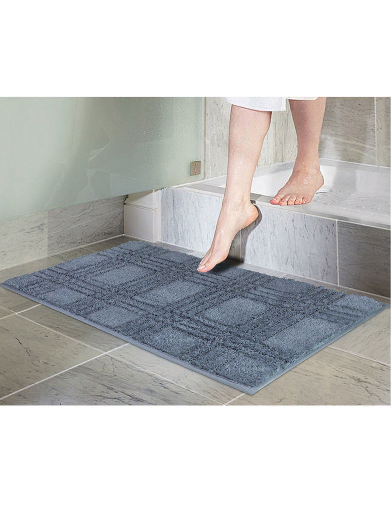 Freelance Grey Cotton Set of 1 Bath Mats and Rugs