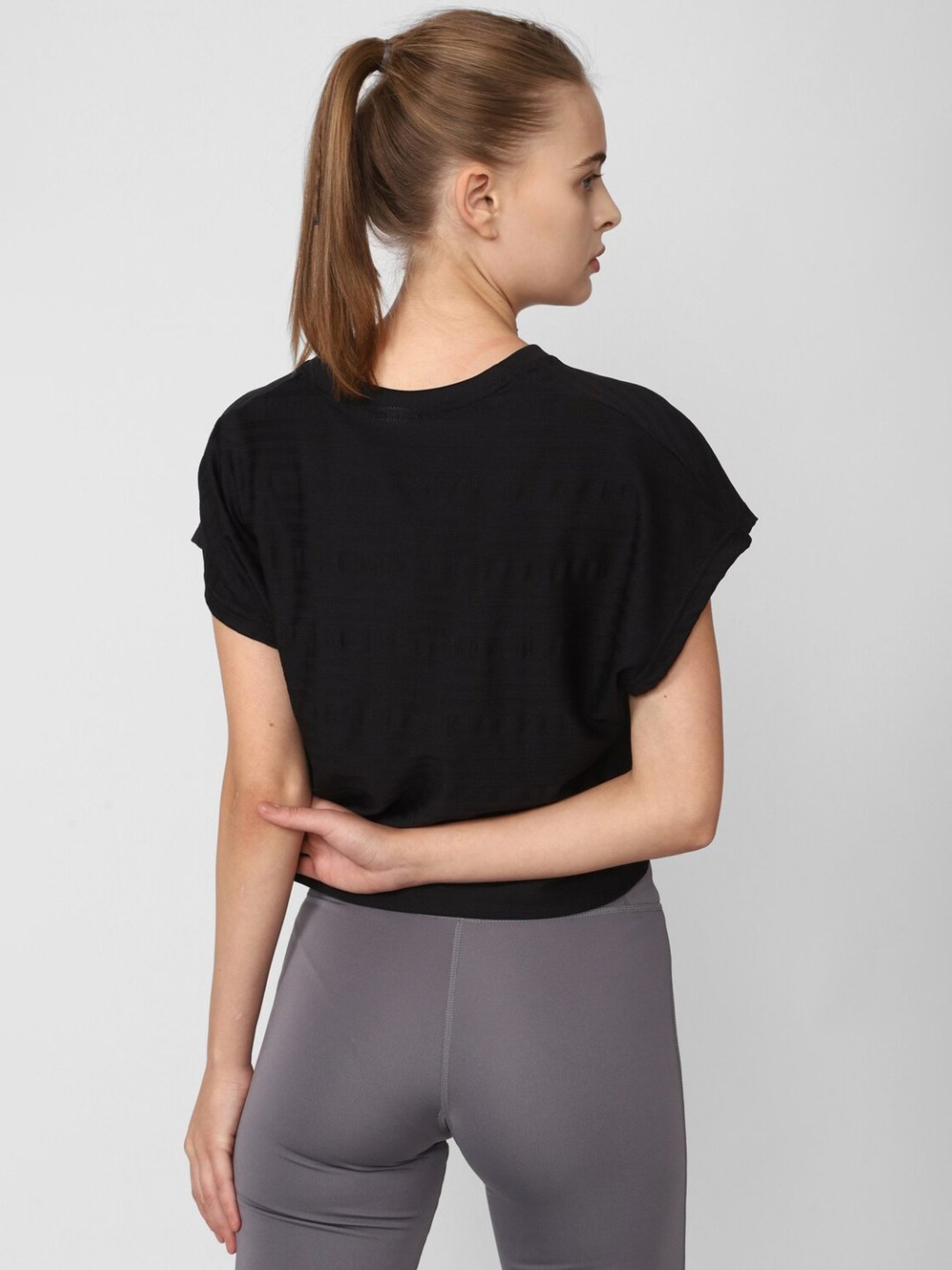 Reebok Black Self Pattern T-Shirt