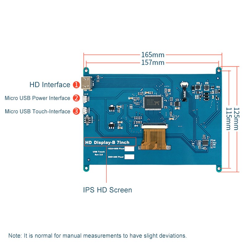 Raspberry Pi 7 Inch HD IPS Capacitive Touchscreen Display 1024*600 Resolution Small Portable Monitor with USB HD Interface