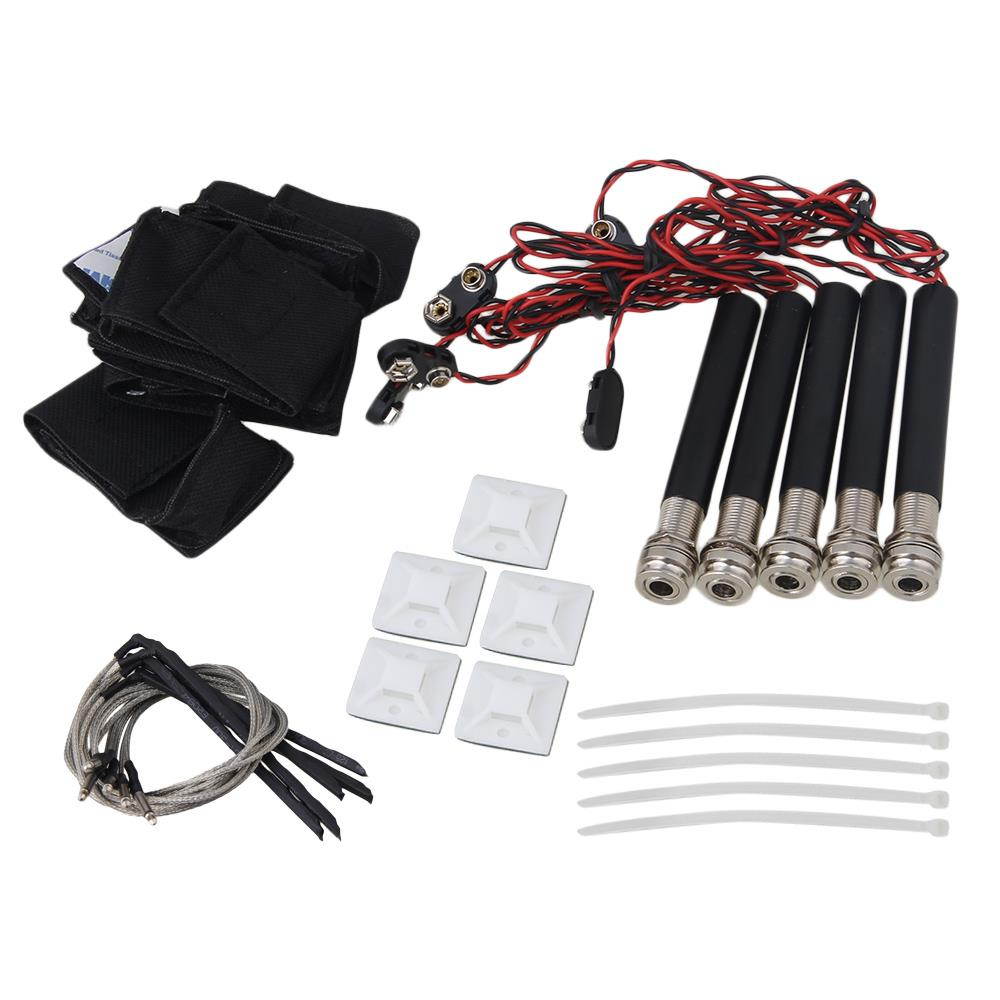 BQLZR Black Acoustic Guitar Endpin Jack Preamp Kit EQ Active Endpin Set of 5