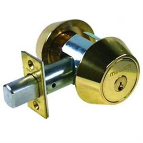 Medeco Maxum 11-C602-605-DK Bright Brass 605 Grade 1 Single Cylinder Tubular Deadlock Deadbolt 2-3/4" Backset And 1-1/8" Faceplate, M3 Gotham Keyway HIGH SECURITY