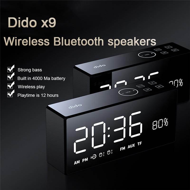 X9 Bluetooth Metal Portable Super Bass Wireless Mirror Remote Control Speaker Hifi 3D Digital Sound Loudspeaker Handfree MIC-Red