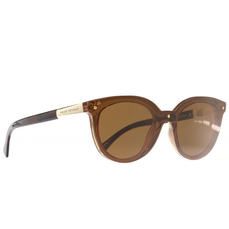 Priv'e Revaux The Casablanca  Unisex Round Polarized Sunglasses Chestnut Brown 143mm