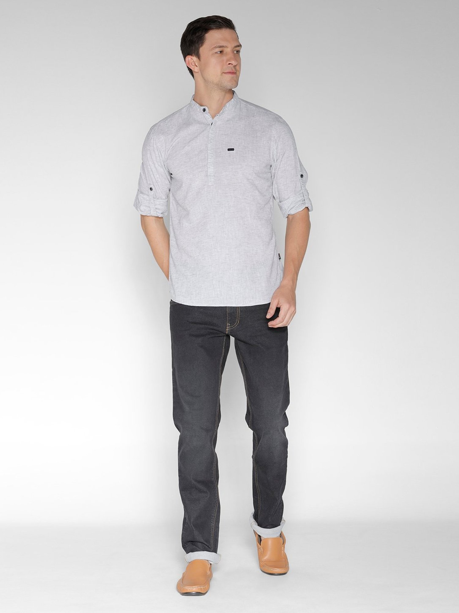 Identiti Light Grey Slim Fit Shirt