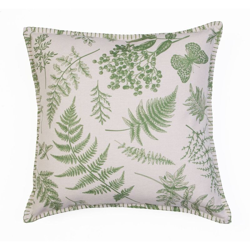 22"x22" Loretta Leaf Whipstitch Reversible Pillow Green - Décor Therapy