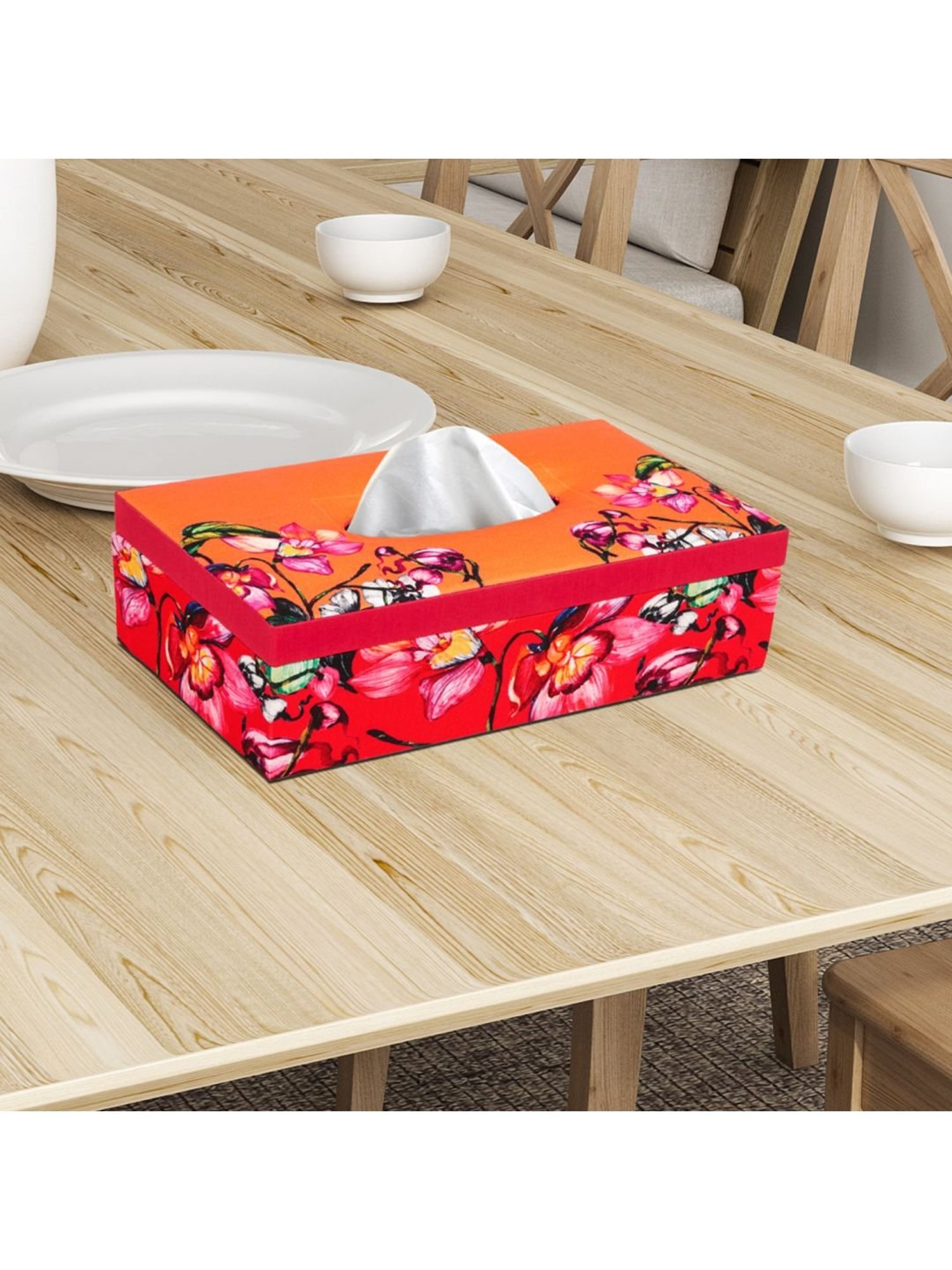 SEJ by Nisha Gupta Multicolor Wooden Tissue Paper Box Holder - Set of 1