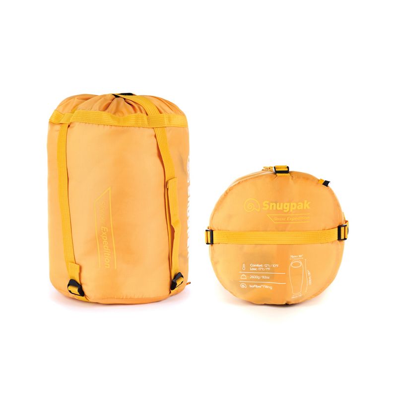 Snugpak Basecamp Sleeper Expedition Sleeping Bag with Compression Stuff Sack, Insulated, Amber Yellow