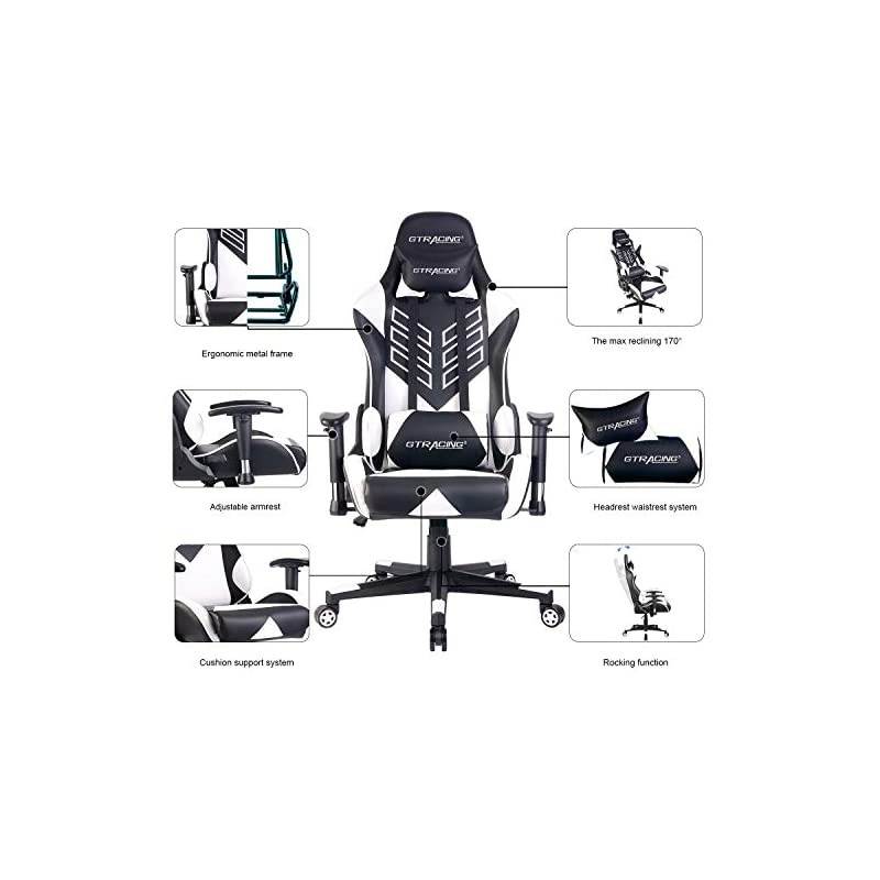 Chair Massage Office Chair High Back Computer Chair Leather Desk Chair Racing Executive Ergonomic Adjustable Swivel Task Chair with Headrest and Lumbar Support,White