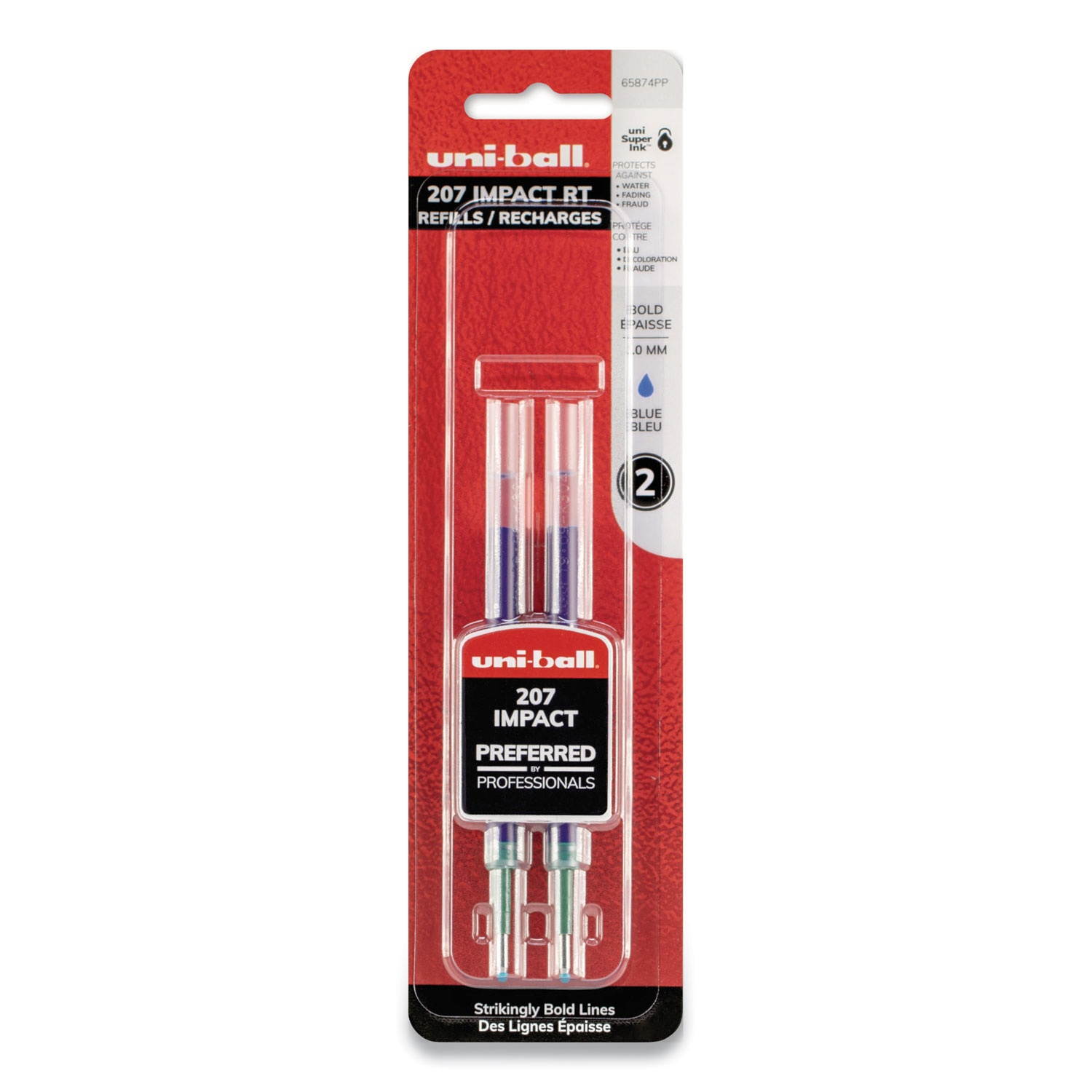 uni-ball Refill for uni-ball Gel 207 IMPACT RT Roller Ball Pens ,REFILL,GEL,IMPCTRT,BE,2PK