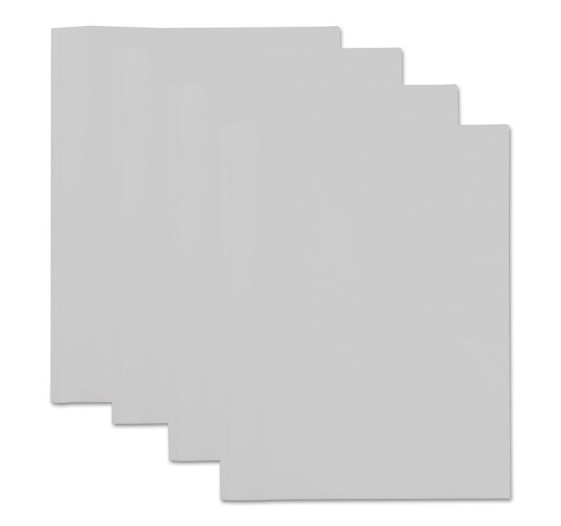 Universal Plastic Twin-Pocket Report Covers with 3 Fasteners 100 Sheets White 10/PK 20554