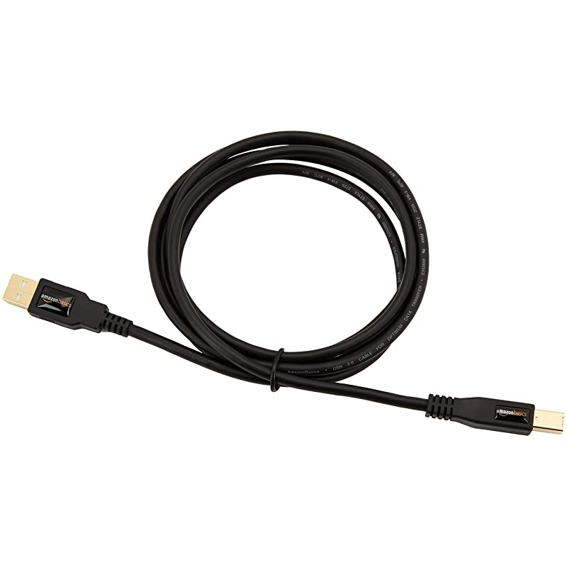 USB 20 Printer Cable AMale to BMale Cord 6 Feet 18 Meters Black