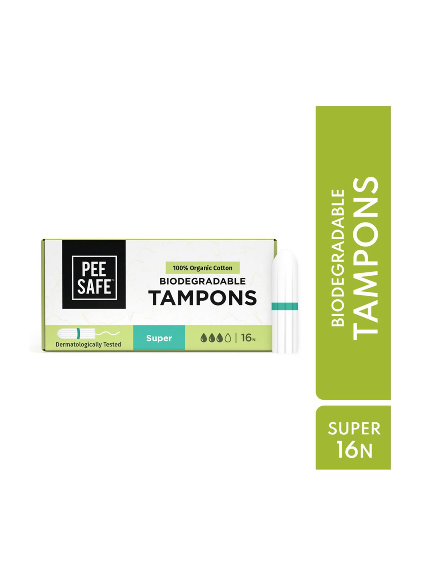 Pee Safe Organic Cotton Tampon (Super) - Pack of 16