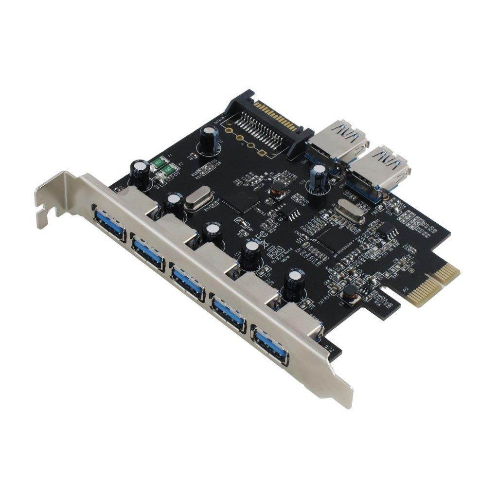 Sedna - PCI Express USB 3.0 7 Port Adapter (Support Win 8 Uasp, Super Fast Speed), SATA Power connector