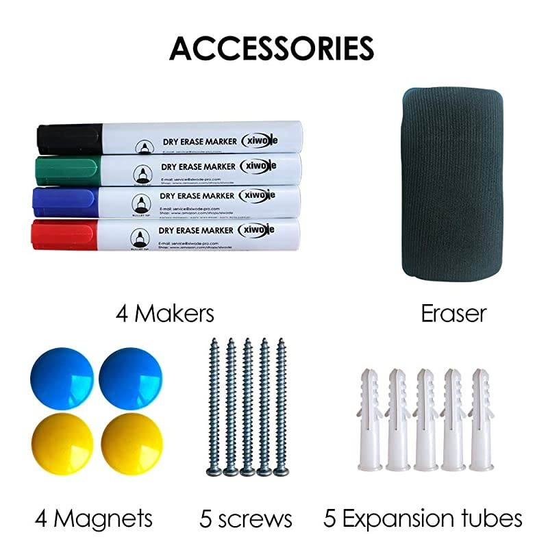 Dry Erase Board, Whiteboard, Wall Mounted, 44 x 32 Inch, White Board, Silver Aluminium Framed with Lacquered Steel Surface