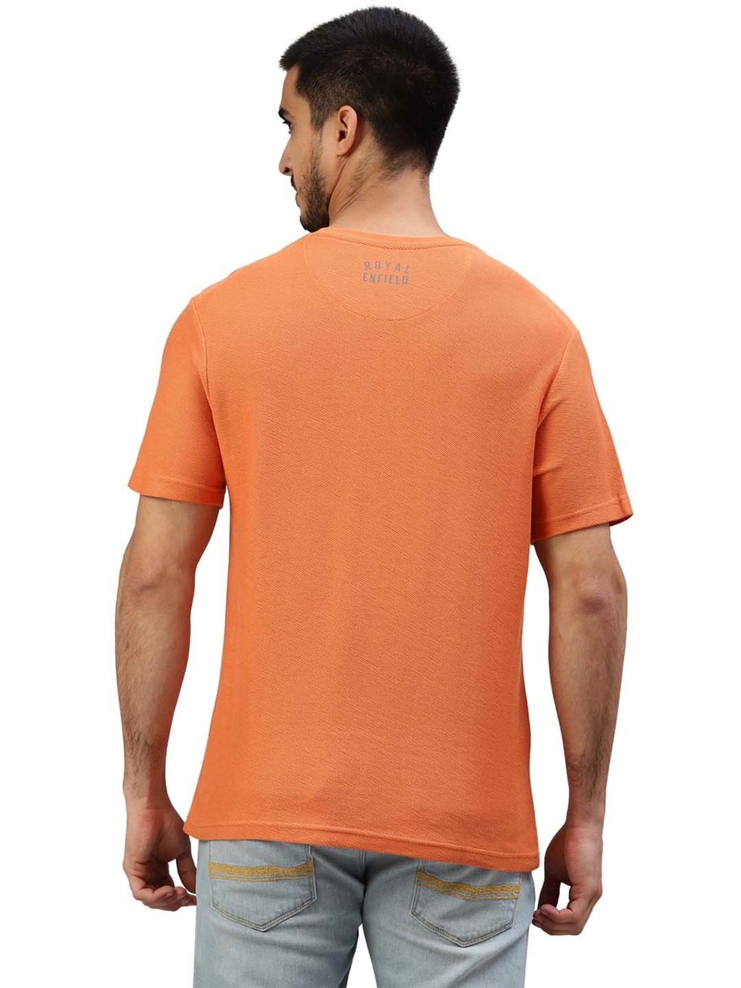 Royal Enfield MLG Classic Peach Regular Fit Logo Print Crew T-Shirt