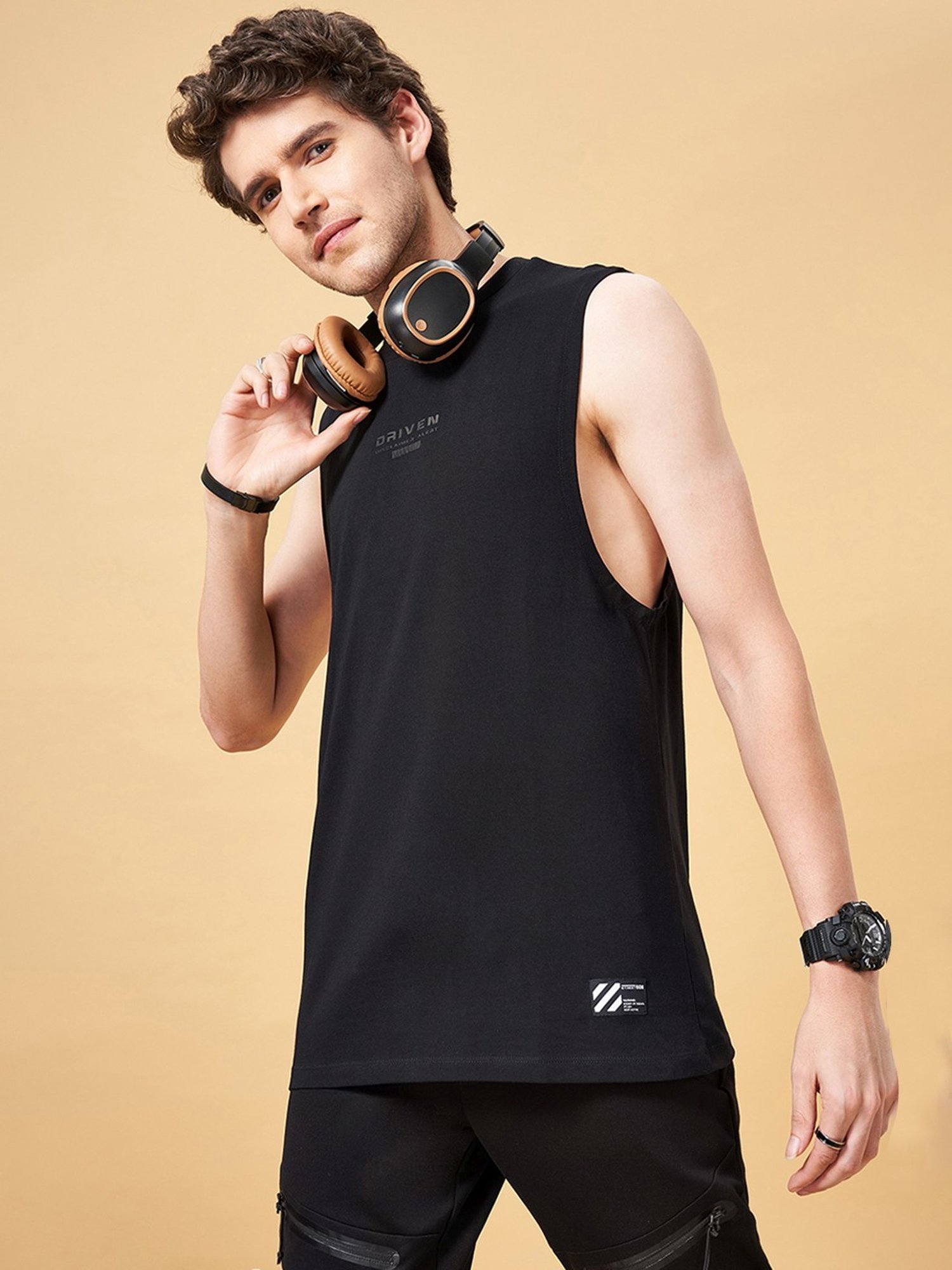 Street 808 by Pantaloons Jet Black Relaxed Fit Vest