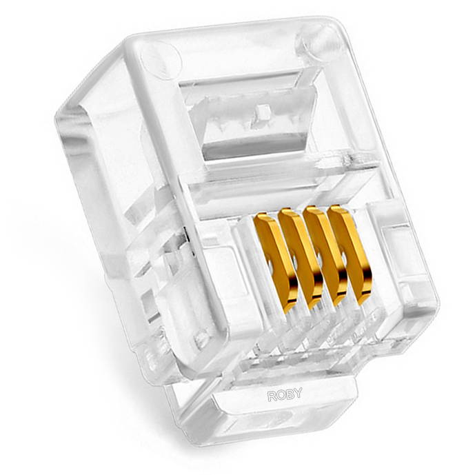 100 units- RJ11 Plug 6P4C Phone Cord Connectors RJ11 Plug Telephone Modular,RJ11 Connector,Telephone Line Jack