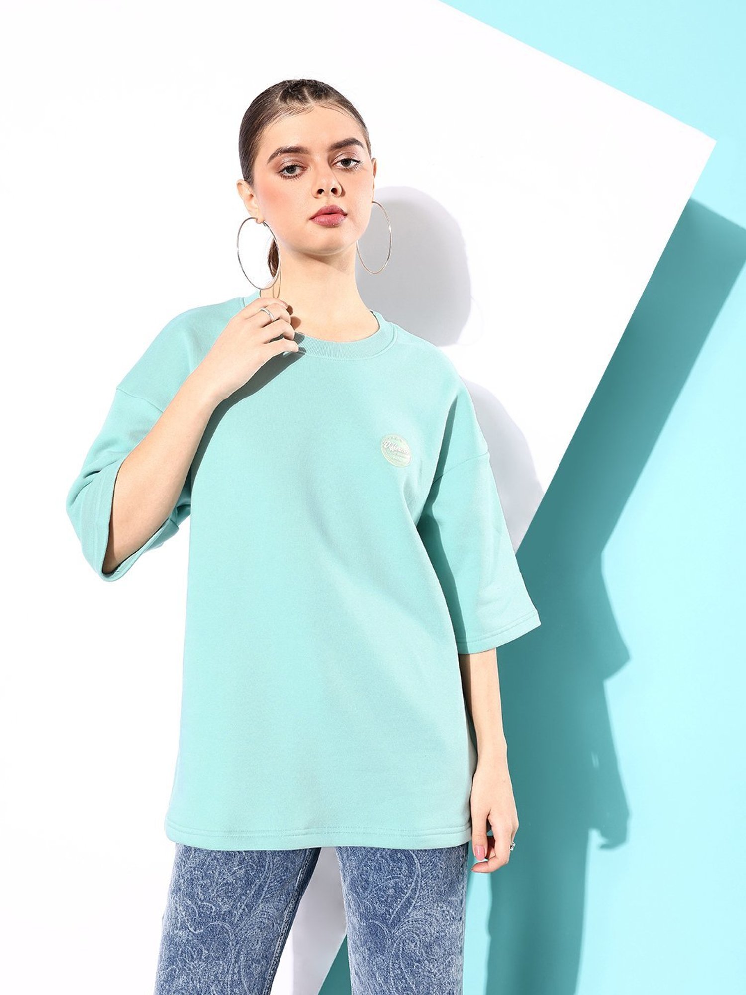 Difference of Opinion Turquoise Fleece Oversized Sweatshirt