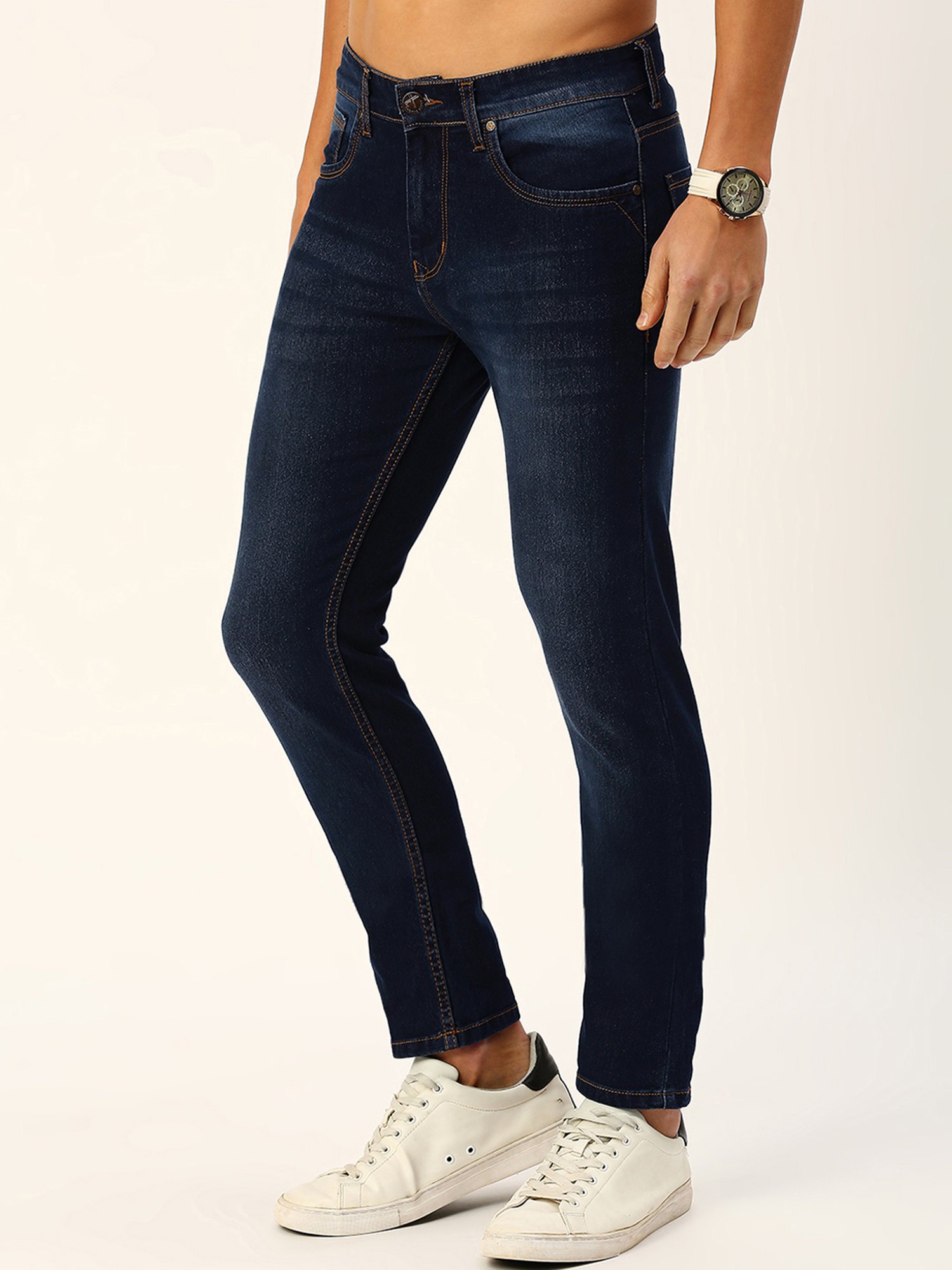 Thomas Scott Blue Slim Fit Lightly Washed Jeans