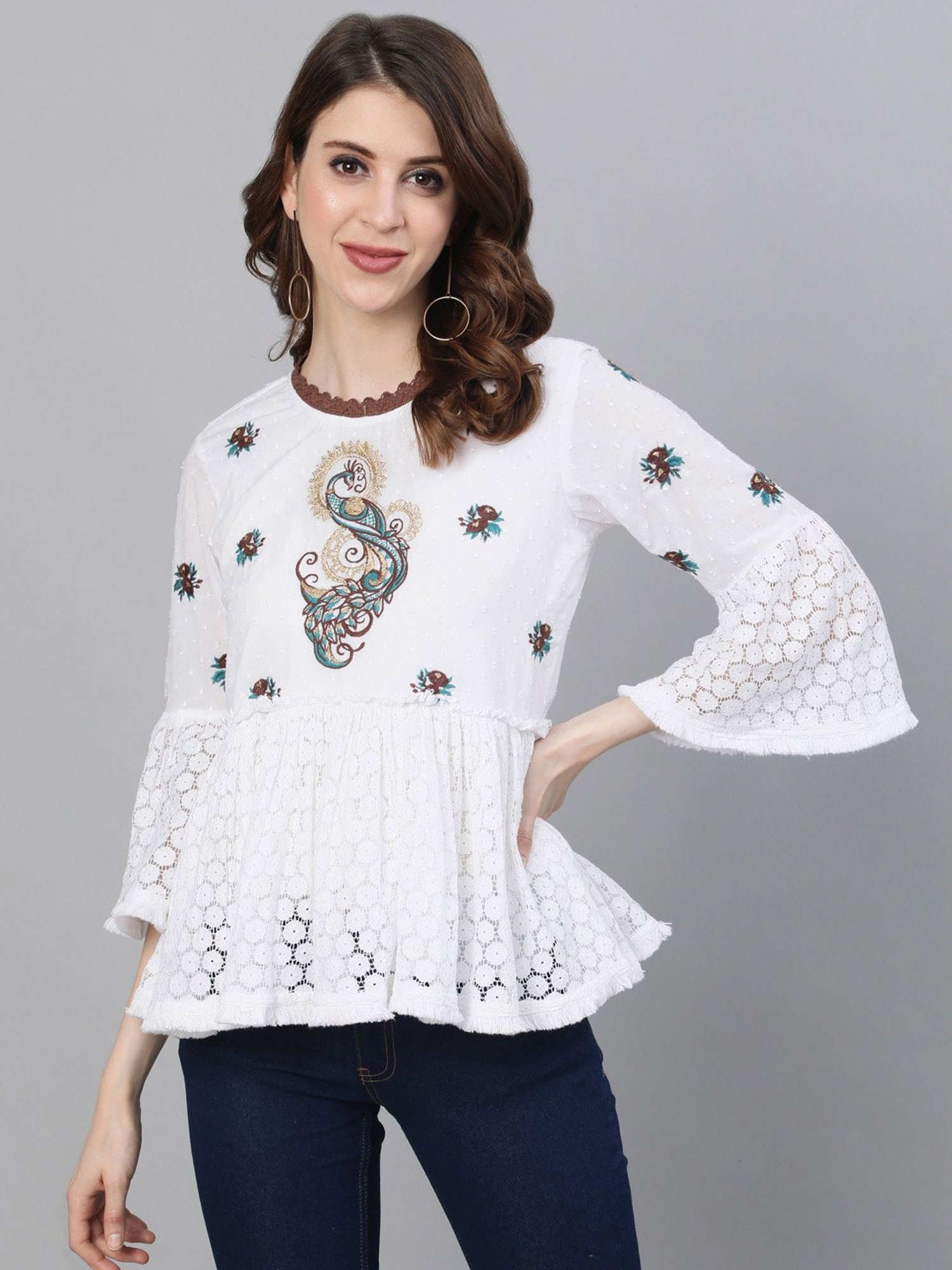 Ishin White Embroidery Top