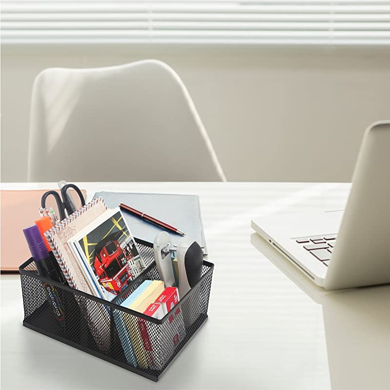 Modern Metal Mesh Desktop Office Supply Organizers Set of 2