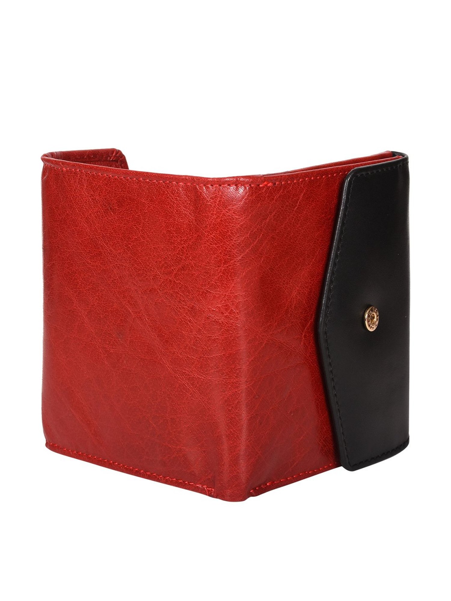 SASSORA Red & Black Solid Rfid Tri-Fold Wallet for Women
