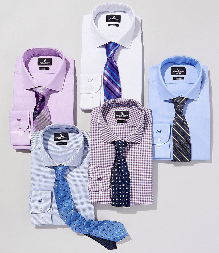 Psycho Bunny Non-Iron Modern Fit Spread-Collar Solid Dress Shirt