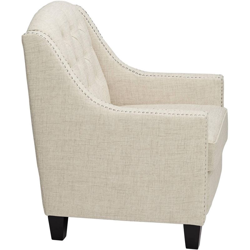 55 Downing Street Tivoli Ivory Linen Tufted Armchair