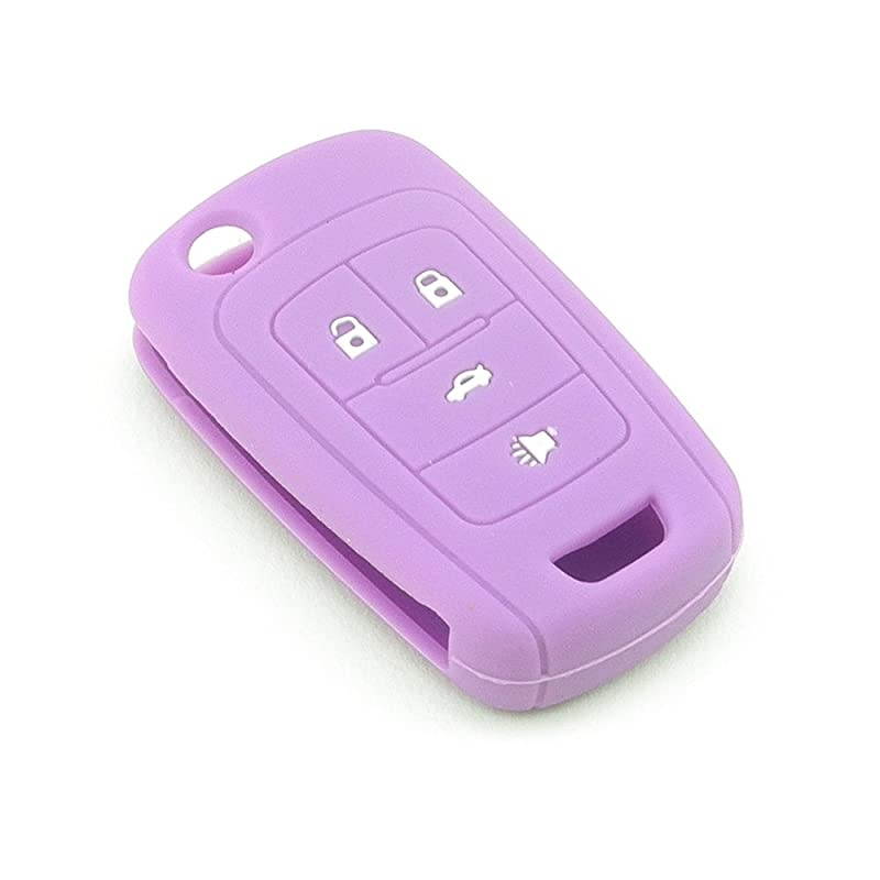 Silicone Protecting Vehicle Remote Start Key Case Cover Fob Holder for Chevrolet Camaro Cruze Equinox Malibu Orlando Sonic (Purple Color)