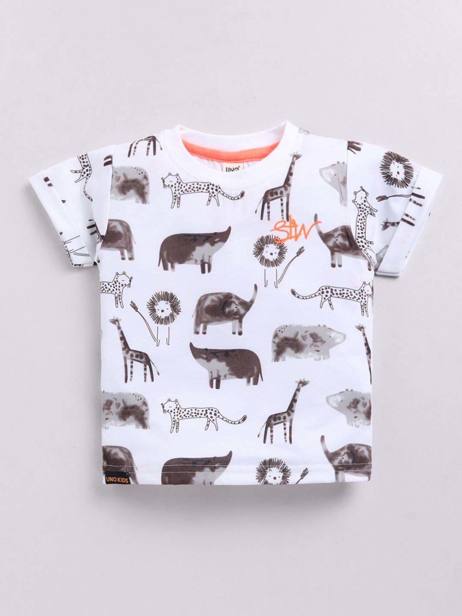 UNO KIDS Boys Brown & White Printed Top & Short sets