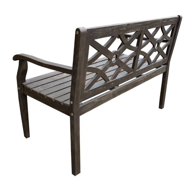 Wood Outdoor Bench in Natural Brown-Pemberly Row