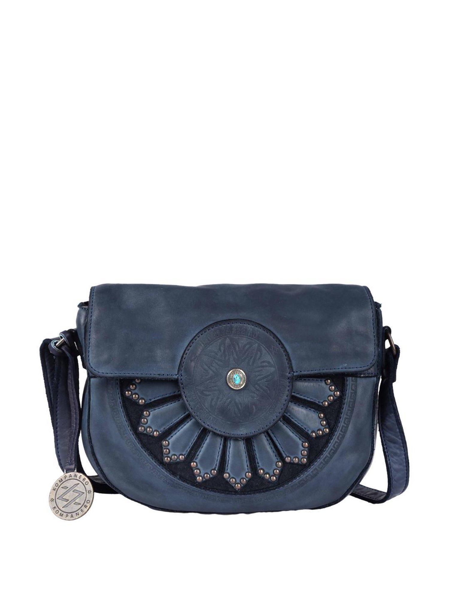 KOMPANERO Nova Blue Textured Sling Handbag