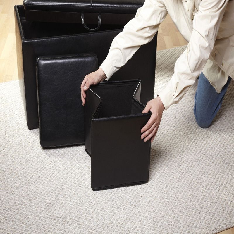 Manhattan Storage Bench w/4 Collapsible Ottomans Espresso - Breighton Home