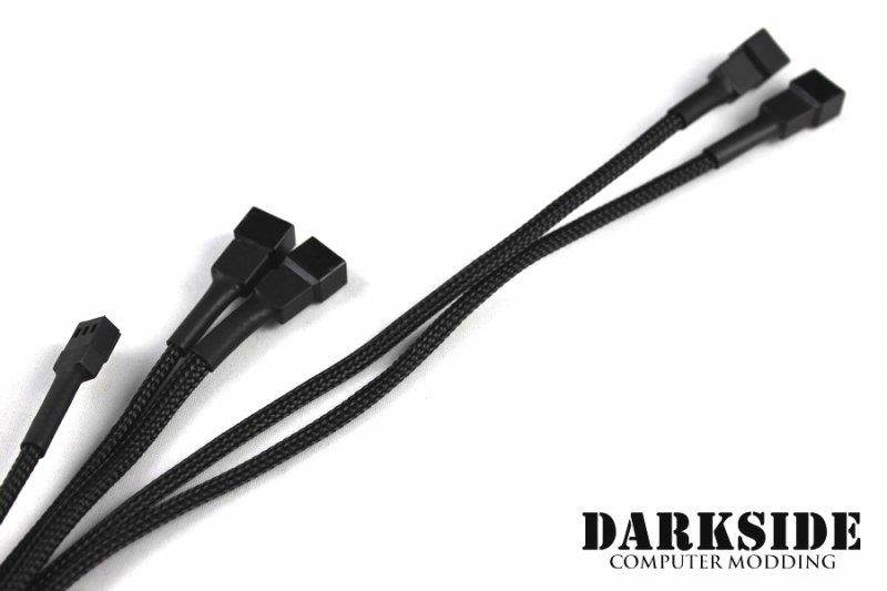 Darkside 3-Pin Dual Push-Pull Radiator Fan Power Y-Cable Splitter (4x Fans) - Jet Black (DS-0099)