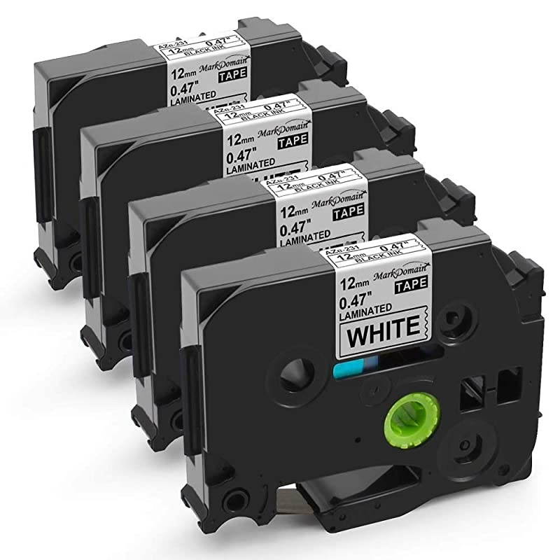 Compatible Label Tape Replacement for Brother TZe231 TZ231 Laminated PTouch Label Maker Tape for PT D210 H110 D600 1230PC 1280 047quot x 26212mm x 8m Black on White 4 Pack