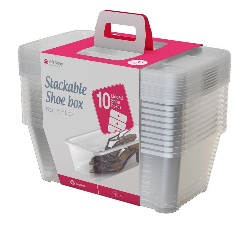 Life Story 5.7-Liter Clear Shoe & Closet Storage Box Container (16 Pack)