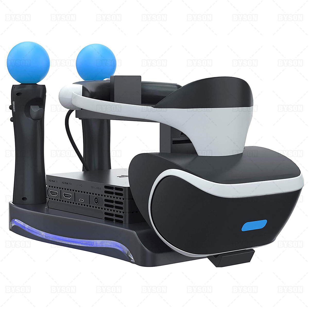 Ackmioxy PSVR Stand - Charge, Showcase, and Display Your PS4 VR Headset and Processor - Compatible with Playstation 4 PSVR - Showcase and Move Controller Charging Station