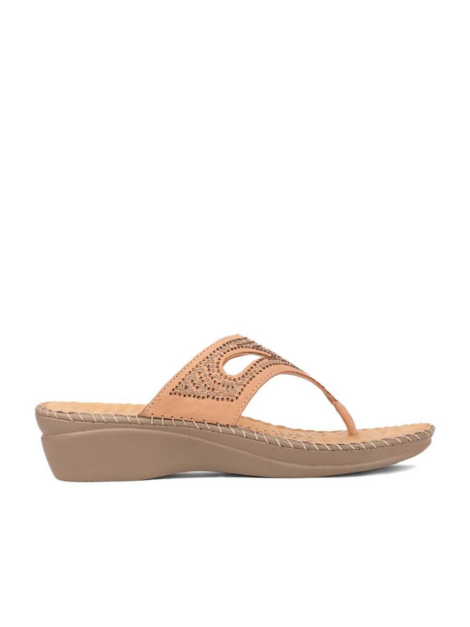 Scholl by Bata Women's Beige Thong Wedges
