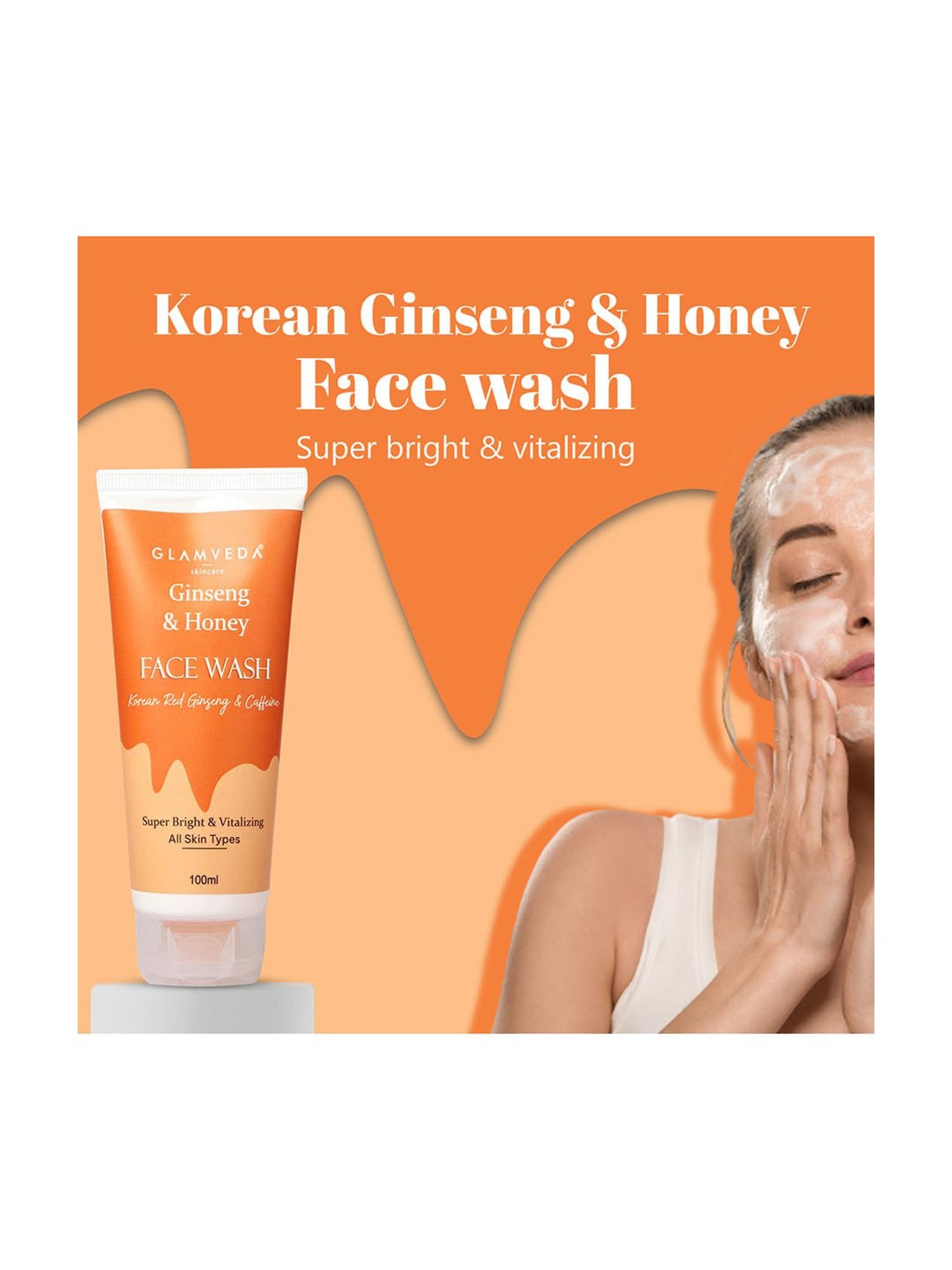 Glamveda Korean Ginseng and Honey Vitalizing Face Wash - 100 ml