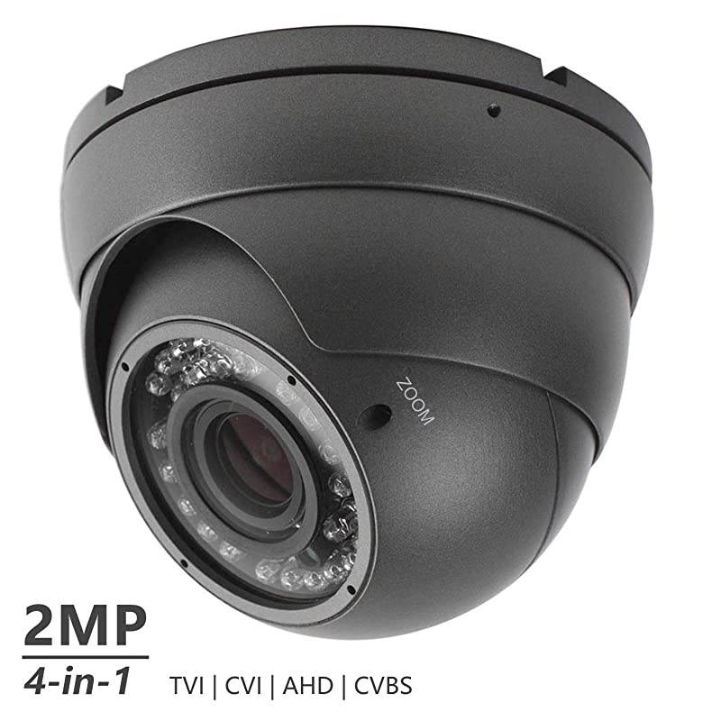 CCTV Camera HD 1080P 4in1 TVIAHDCVICVBS Security Dome Camera 28mm12mm Manual FocusZoom Varifocal Lens Weatherproof Metal Housing 36 IRLEDs Day Night Monitoring Black