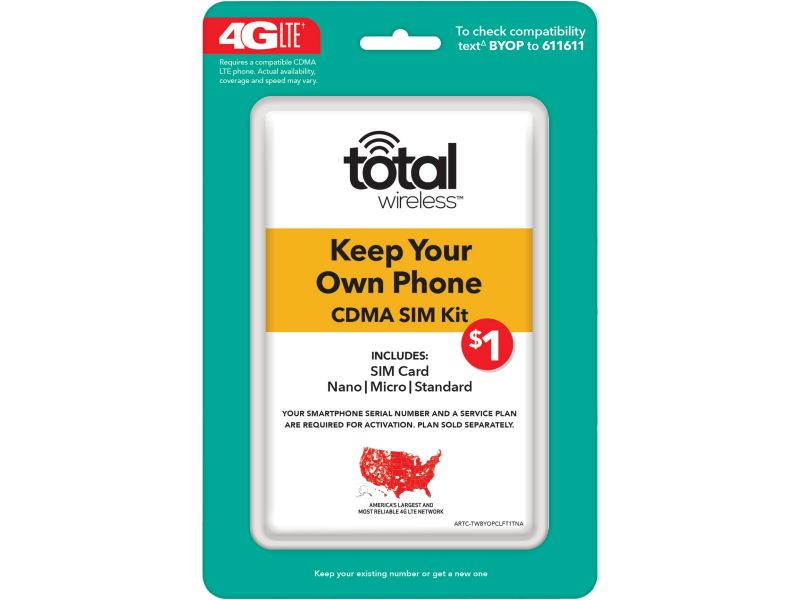 Total Wireless Keep Your Own Phone CDMA SIM Activation Kit (Triple Punch)