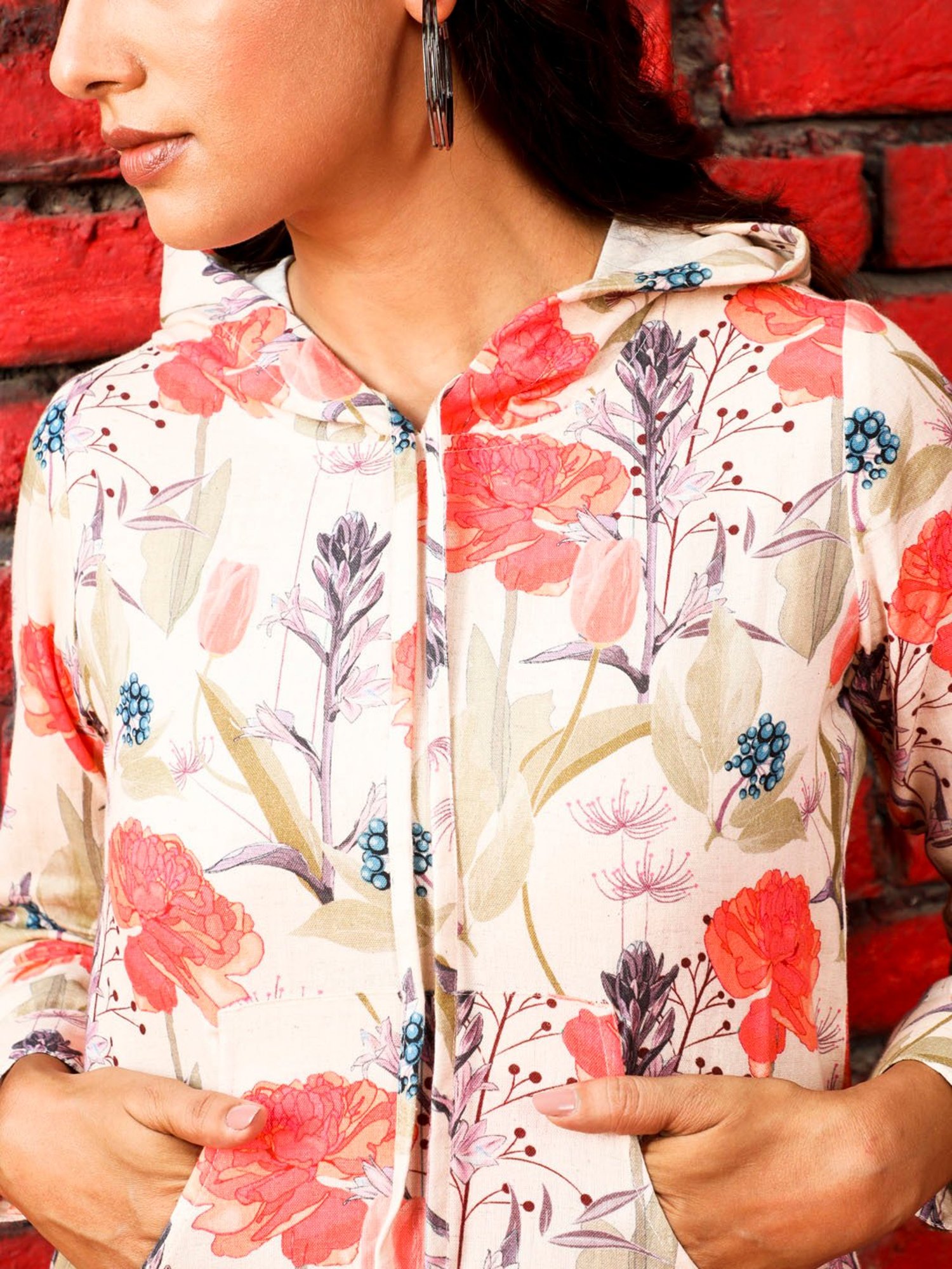 Jaipur Kurti Multicolor Hoodie With Joggers