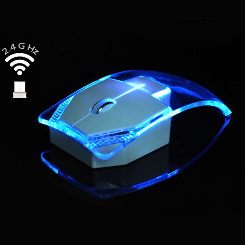 Newest Luminous Colorful Lights 2.4G Wireless Mouse Ultra-thin Power Saving Glow Mice for Notebook Desktop Computer Transparent
