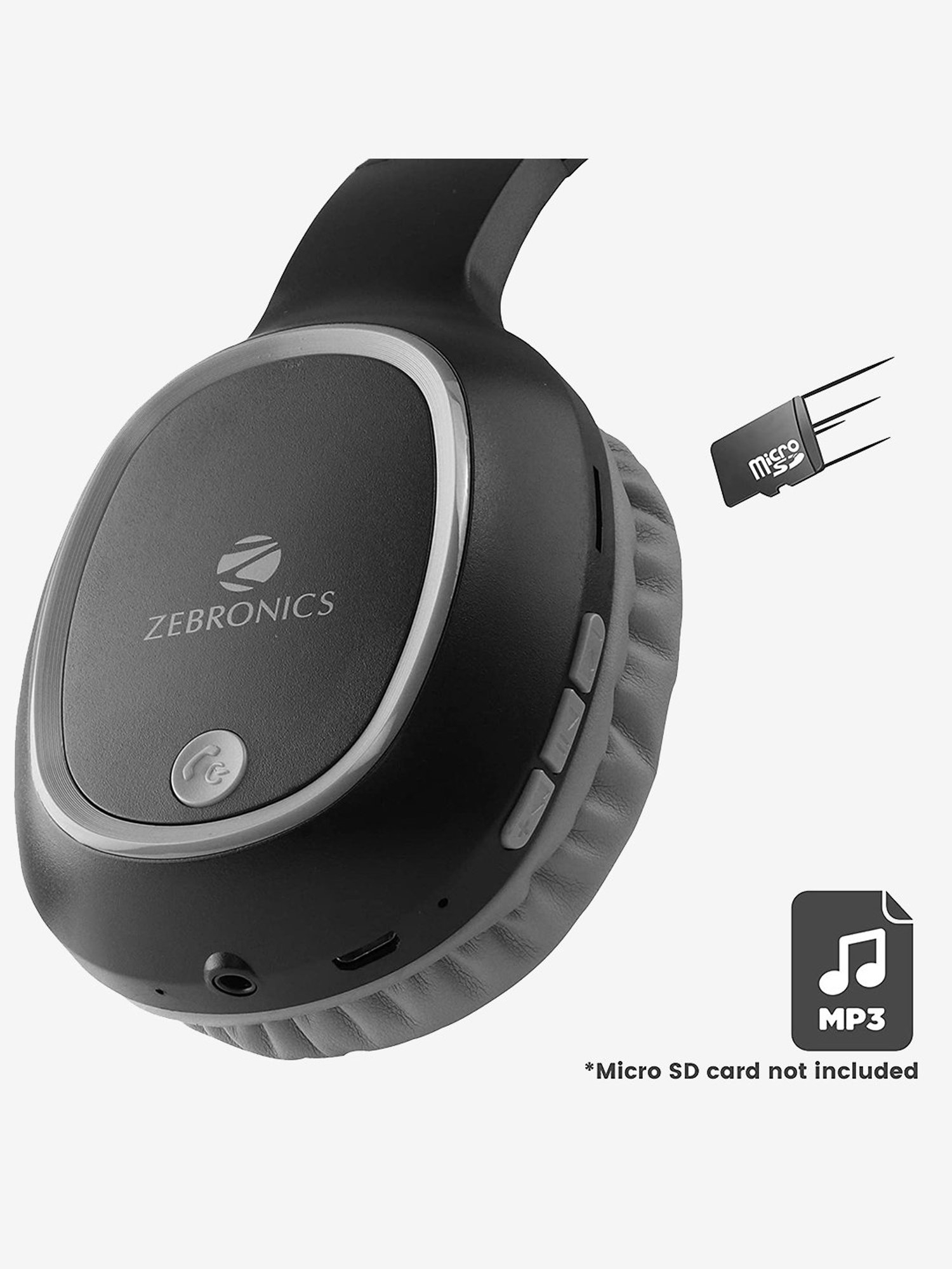 Zebronics Zeb-Thunder On The Ear Bluetooth Headphone with Mic (Black)
