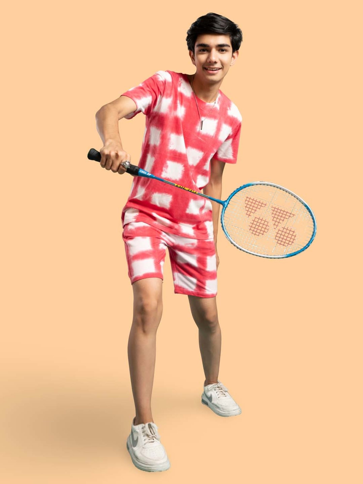 TeenTrums Kids Red & White Cotton Over Dyed T-Shirt Set