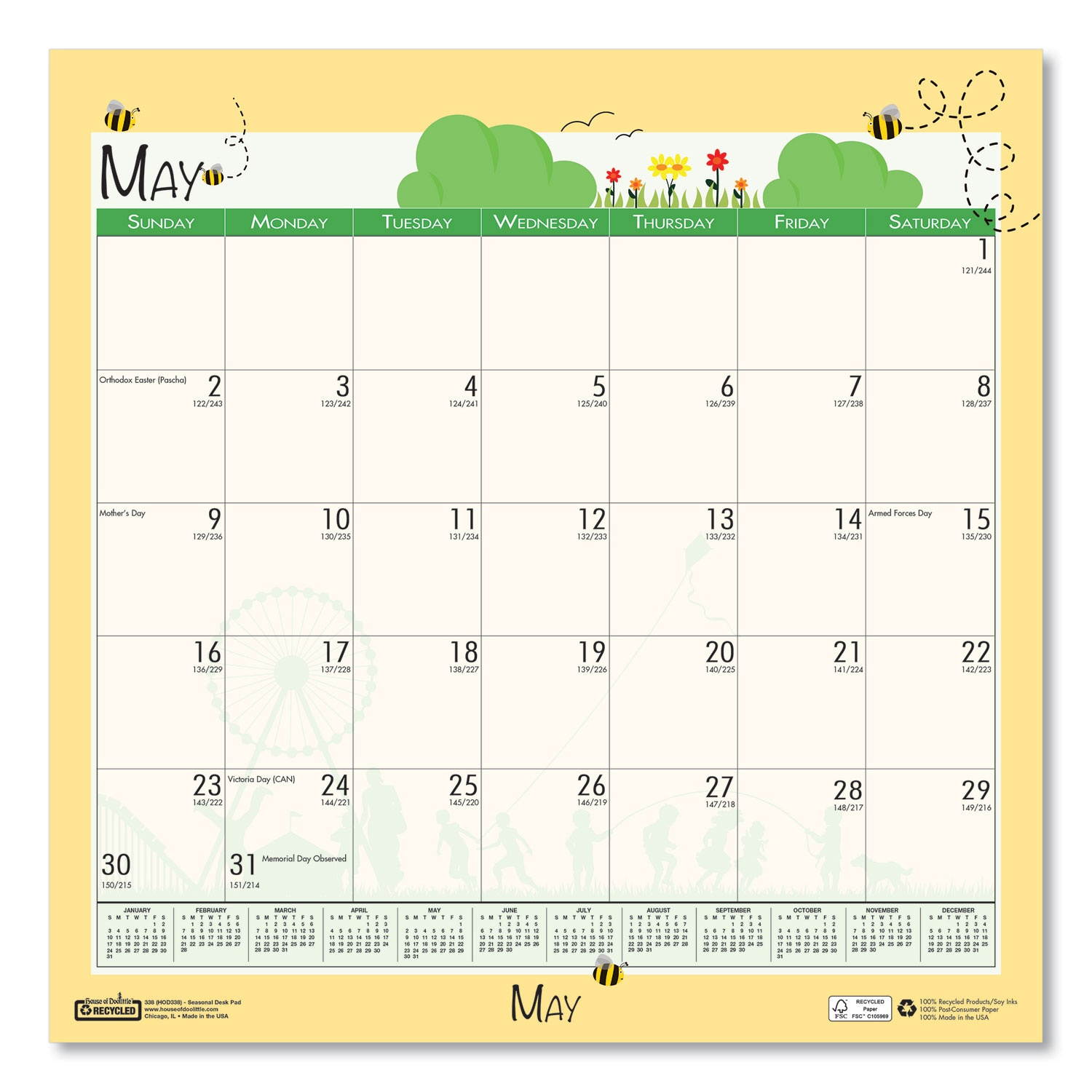 House of Doolittle 100% Recycled Seasonal Wall Calendar 12 x 12 2021 338