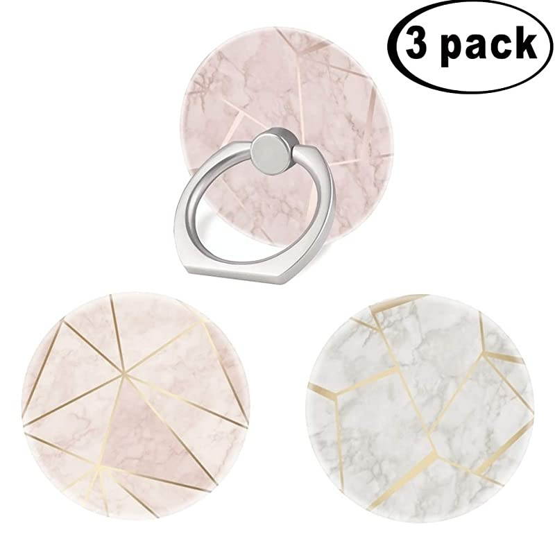 Pack Mobile Phone Ring Holder Finger GripRose Gold White Marble Cell Phone Stand Collapsible Kickstand Compatible with All Smartphone