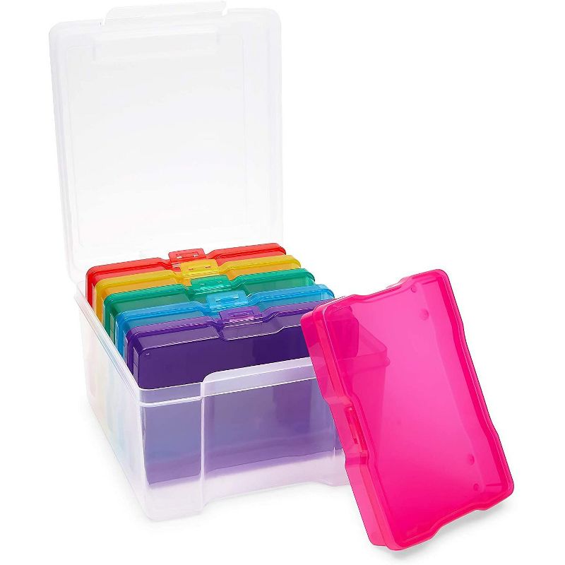 Paper Junkie 7 Pack Plastic Storage Box for 4x6, 5x7 Photo with 6 Inner Cases (7.3 x 8.2 x 5.5 in)