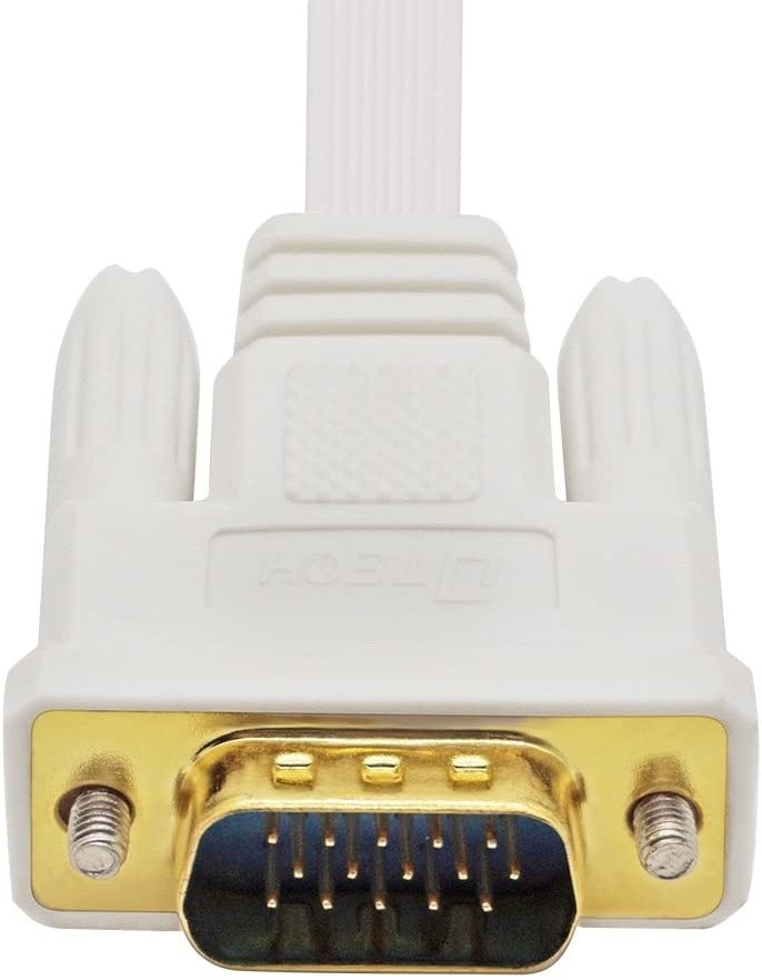 DTECH Thin Flexible 6 Feet VGA to VGA Cable Male to Male 1080p High Resolution Short Computer Monitor Cord - White - 6ft